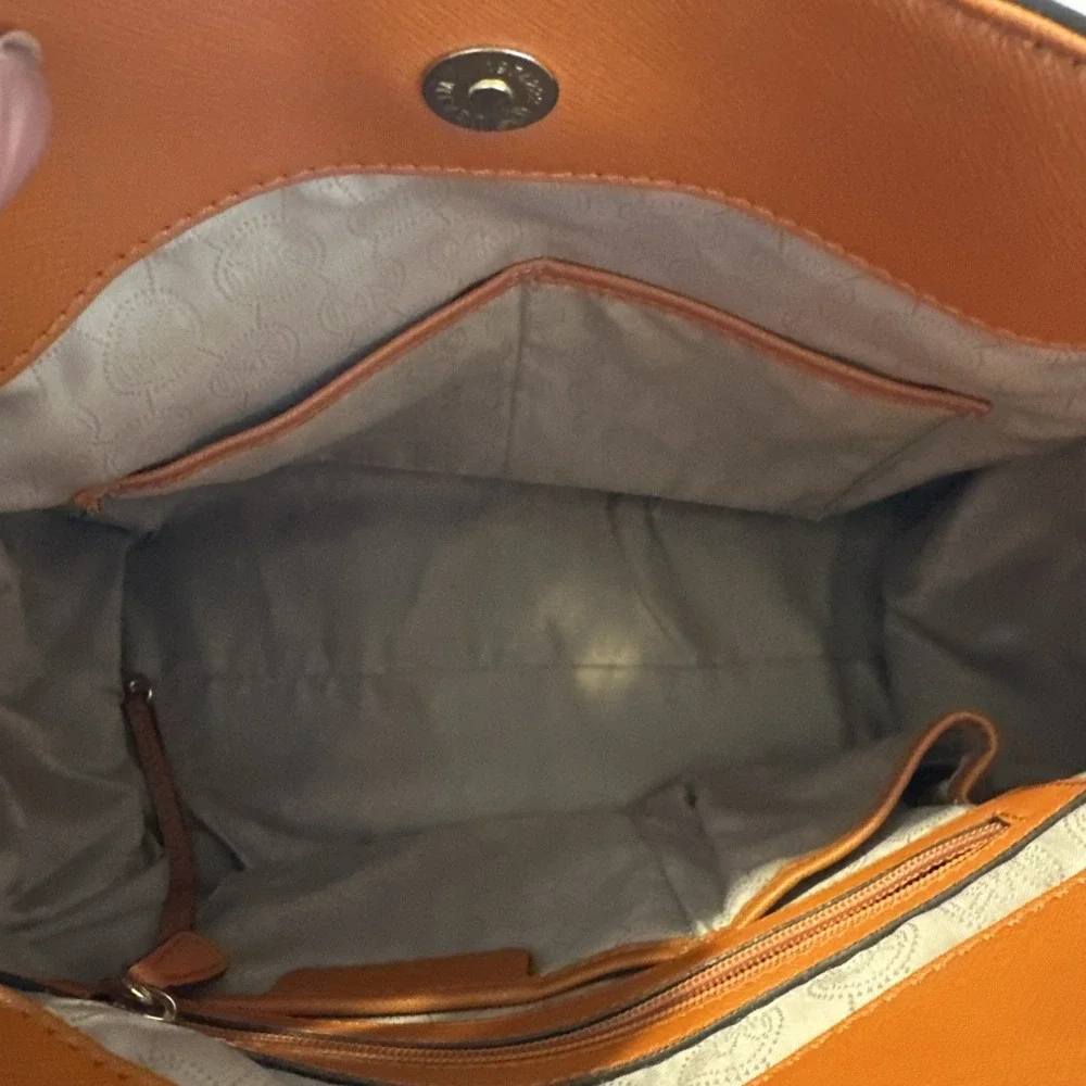 Michael Michael Kors Orange Leather Hamilton Large Tote Bag 14